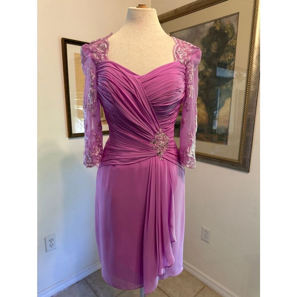 NWT Love May Elegant Lavender Lace-Accent Formal Dress w/Sheer Jacket Size 6